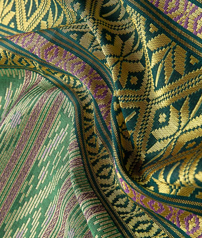 Vải Sarong Poly-Cotton sọc dọc màu vàng