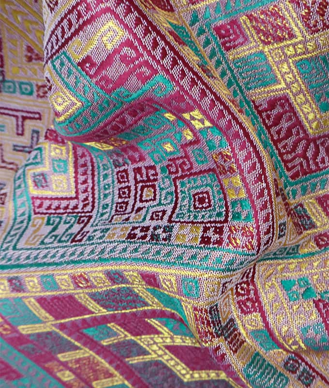 Vải Jacquard Polyester giống như lụa cho Thái Pha Sinh Sarong
